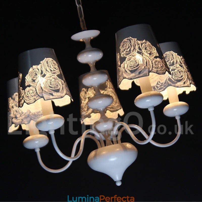 Candelabru cu 5 lumini, modern, contemporan alb, stil lumânare