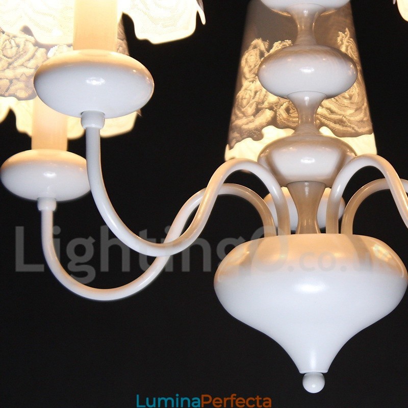 Candelabru cu 5 lumini, modern, contemporan alb, stil lumânare