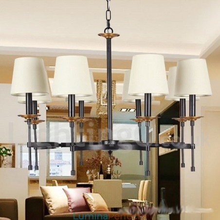 Candelabru în stil lumânare retro, negru, rustic, cu 8 lumini Candelabru în stil lumânare retro, negru, rustic, cu 8 lumini