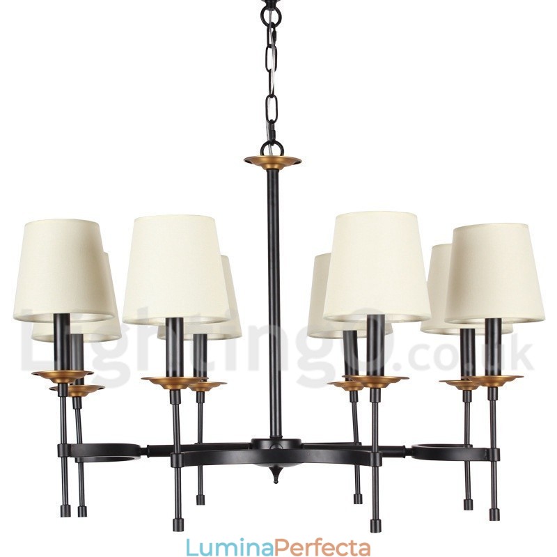 Candelabru în stil lumânare retro, negru, rustic, cu 8 lumini