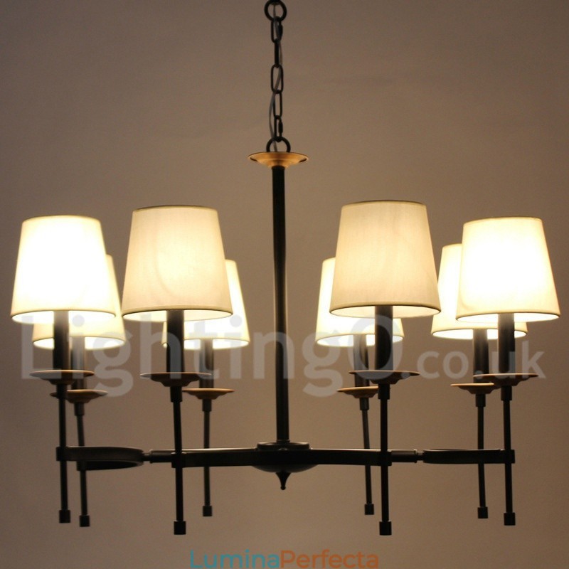 Candelabru în stil lumânare retro, negru, rustic, cu 8 lumini