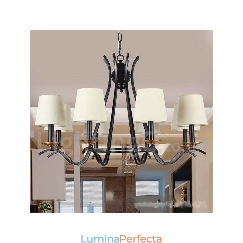 Candelabru în stil lumânare retro, negru, cu 8 lumini