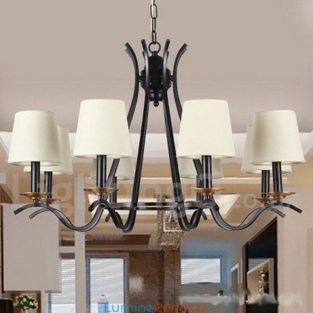 Candelabru în stil lumânare retro, negru, cu 8 lumini Candelabru în stil lumânare retro, negru, cu 8 lumini