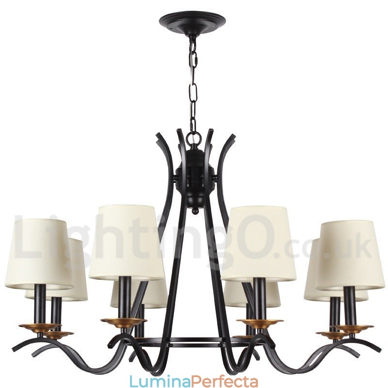 Candelabru în stil lumânare retro, negru, cu 8 lumini