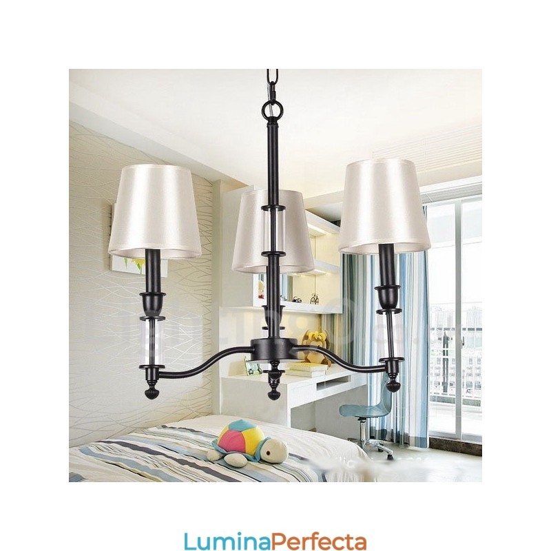 Candelabru în stil lumânare retro, negru, cu 3 lumini