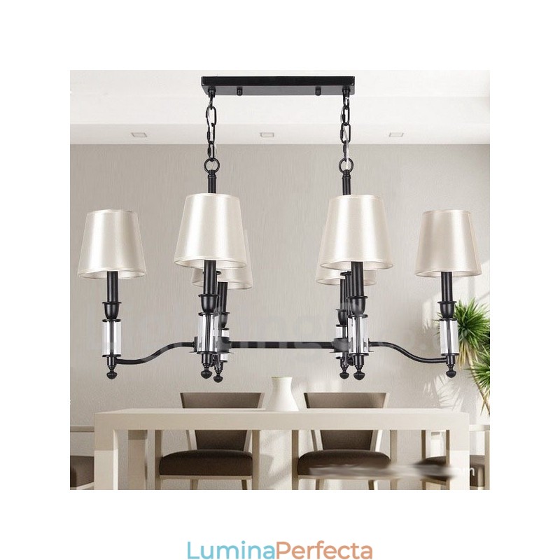 Candelabru în stil lumânare retro, negru, rustic, cu 6 lumini