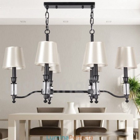 Candelabru în stil lumânare retro, negru, rustic, cu 6 lumini Candelabru în stil lumânare retro, negru, rustic, cu 6 lumini