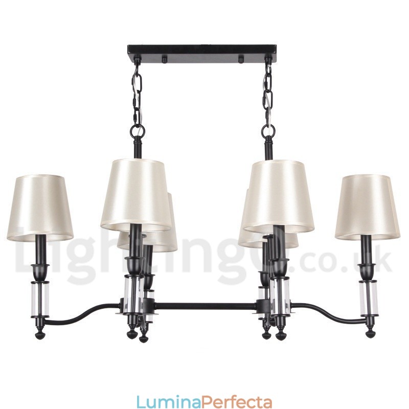Candelabru în stil lumânare retro, negru, rustic, cu 6 lumini