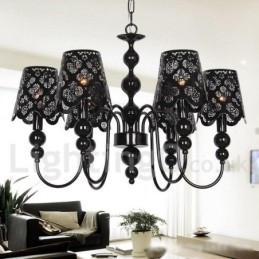 Candelabru cu 6 lumini, modern, contemporan, negru, stil lumânare