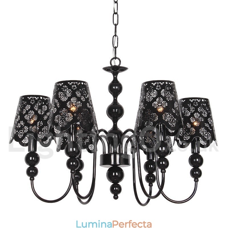 Candelabru cu 6 lumini, modern, contemporan, negru, stil lumânare