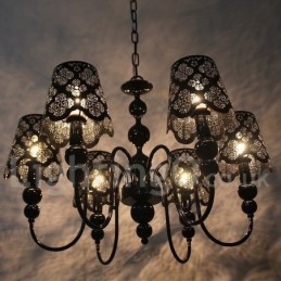 Candelabru cu 6 lumini, modern, contemporan, negru, stil lumânare