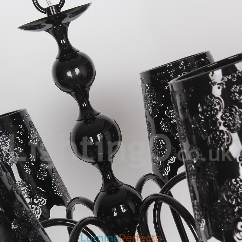 Candelabru cu 6 lumini, modern, contemporan, negru, stil lumânare