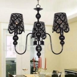 Candelabru cu 3 lumini, modern, contemporan, negru, stil lumânare