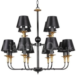 Candelabru în stil lumânare cu 12 lumini, retro, rustic, cu 2 niveluri