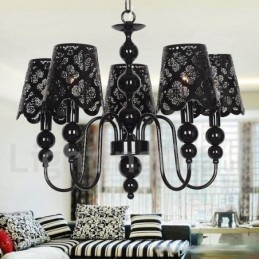 Candelabru cu 5 lumini, modern, contemporan negru, stil lumânare
