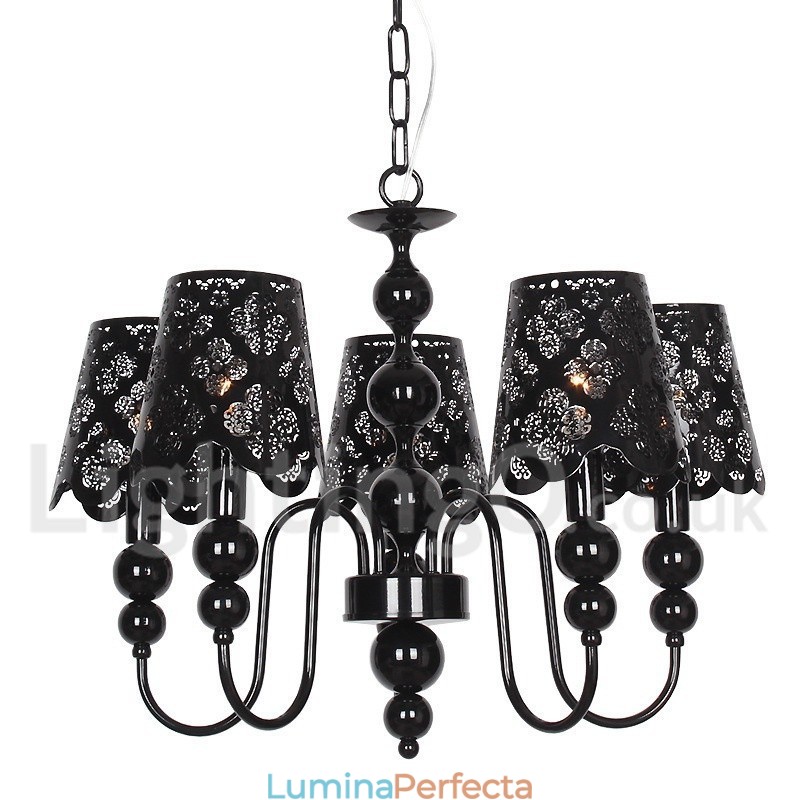 Candelabru cu 5 lumini, modern, contemporan negru, stil lumânare