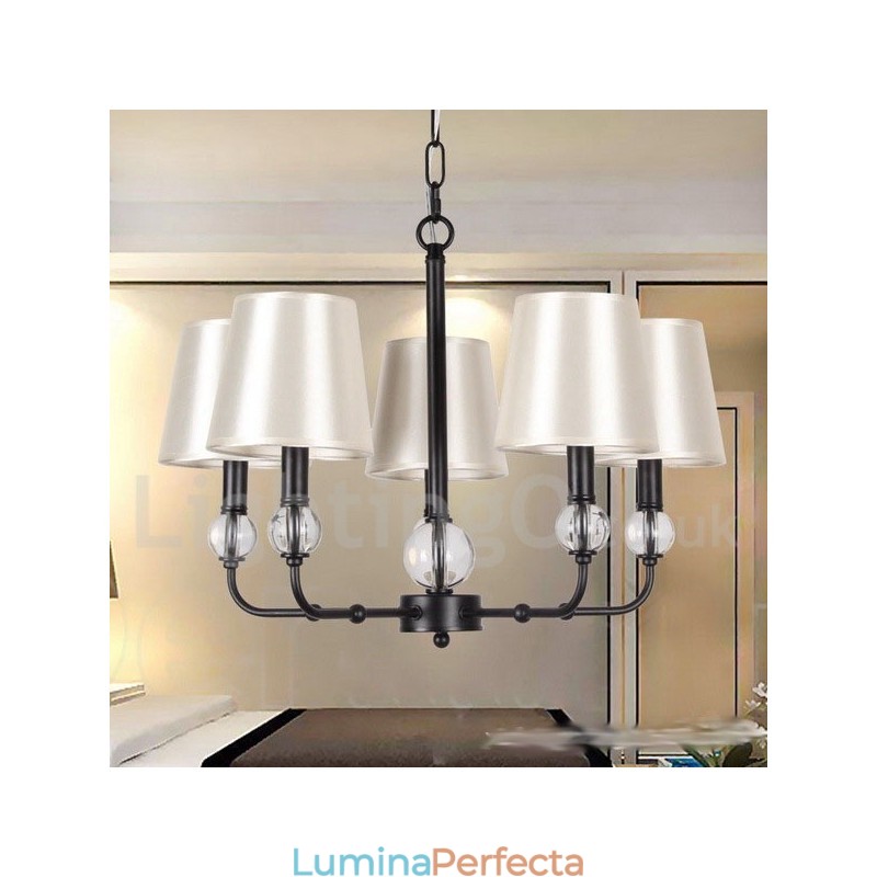 Candelabru contemporan în stil lumânare cu 5 lumini, rustic, retro negru