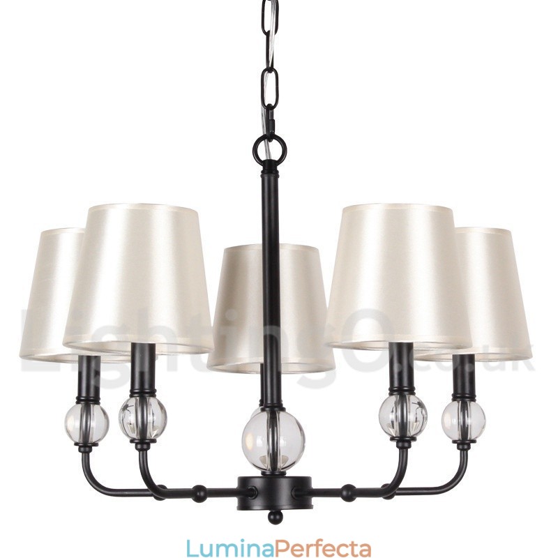 Candelabru contemporan în stil lumânare cu 5 lumini, rustic, retro negru