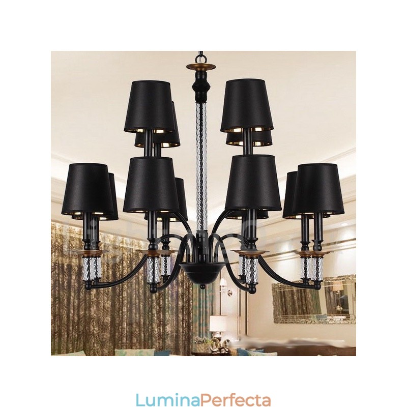 Candelabru în stil lumânare retro negru cu 12 lumini