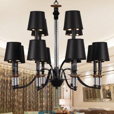 Candelabru în stil lumânare retro negru cu 12 lumini