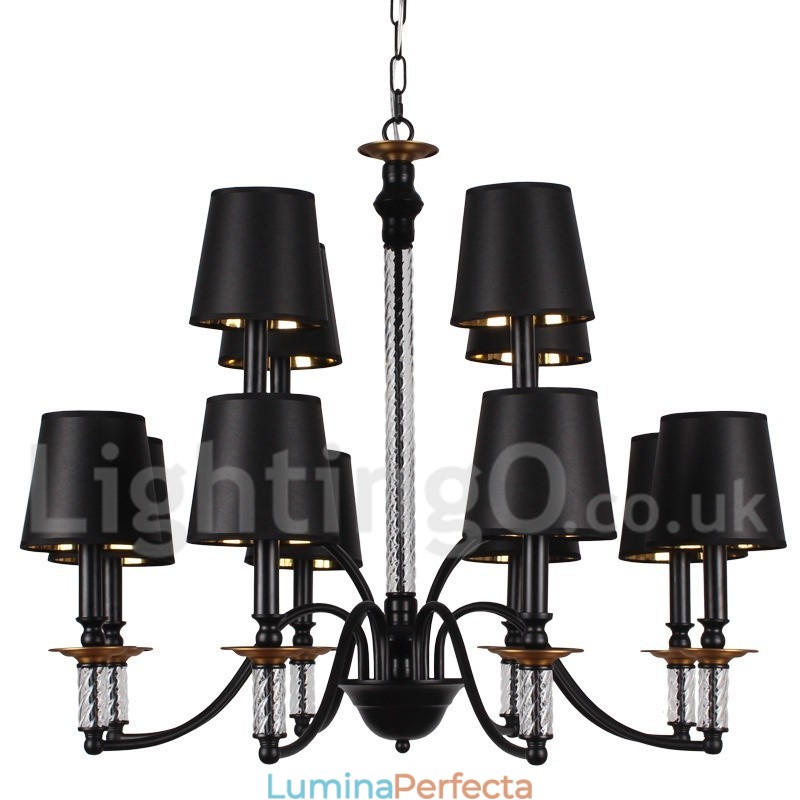 Candelabru în stil lumânare retro negru cu 12 lumini