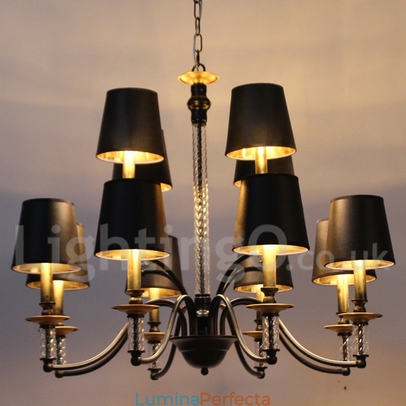 Candelabru în stil lumânare retro negru cu 12 lumini