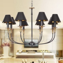 Candelabru contemporan în stil lumânare, retro, negru, cu 8 lumini