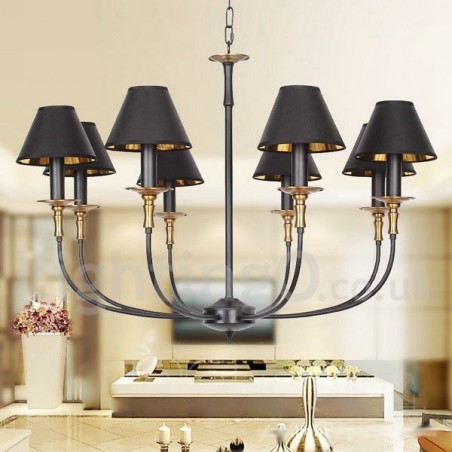 Candelabru contemporan în stil lumânare, retro, negru, cu 8 lumini Candelabru contemporan în stil lumânare, retro, negru, cu 8 lumini