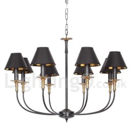 Candelabru contemporan în stil lumânare, retro, negru, cu 8 lumini