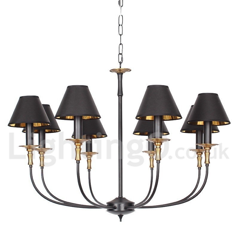 Candelabru contemporan în stil lumânare, retro, negru, cu 8 lumini