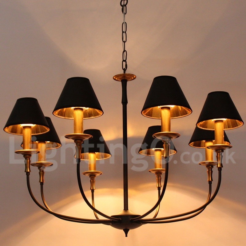 Candelabru contemporan în stil lumânare, retro, negru, cu 8 lumini