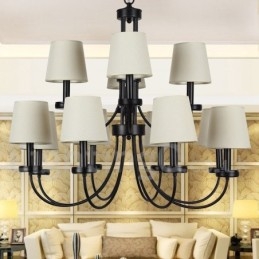 Candelabru negru în stil lumânare, retro, contemporan, cu 12 lumini