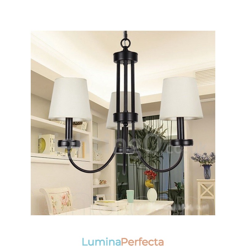 Candelabru negru, retro, în stil lumânare, cu 3 lumini