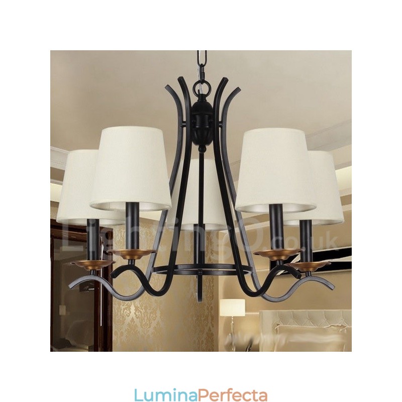 Candelabru în stil lumânare retro, negru, cu 5 lumini