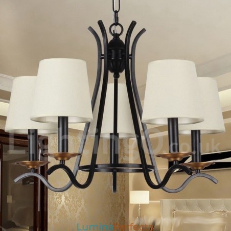 Candelabru în stil lumânare retro, negru, cu 5 lumini Candelabru în stil lumânare retro, negru, cu 5 lumini