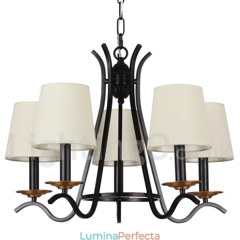 Candelabru în stil lumânare retro, negru, cu 5 lumini