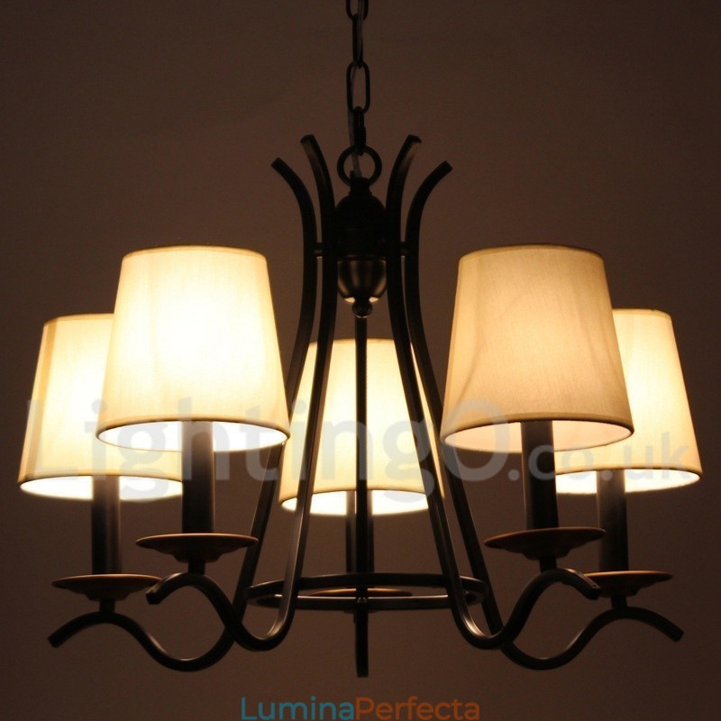 Candelabru în stil lumânare retro, negru, cu 5 lumini