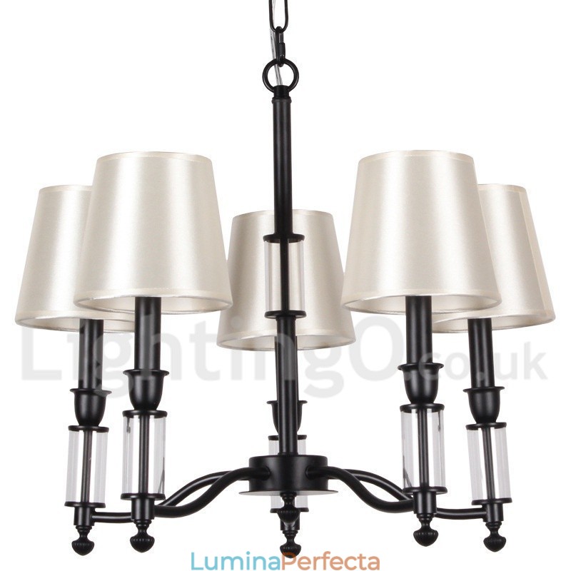 Candelabru mare, negru, cu 5 lumini, cu 2 niveluri Candelabru în stil lumânare retro contemporan