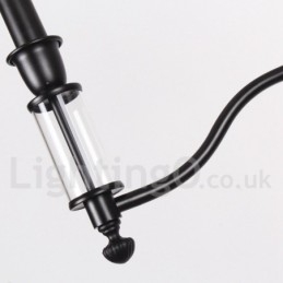 Candelabru mare, negru, cu 5 lumini, cu 2 niveluri Candelabru în stil lumânare retro contemporan