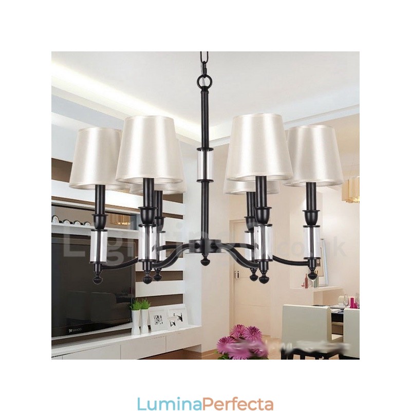 Candelabru în stil lumânare retro, negru, cu 6 lumini