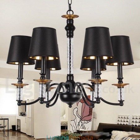 Candelabru în stil lumânare retro negru cu 6 lumini Candelabru în stil lumânare retro negru cu 6 lumini