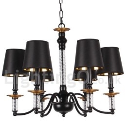 Candelabru în stil lumânare retro negru cu 6 lumini