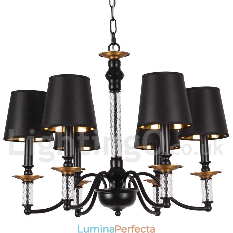 Candelabru în stil lumânare retro negru cu 6 lumini
