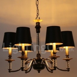 Candelabru în stil lumânare retro negru cu 6 lumini