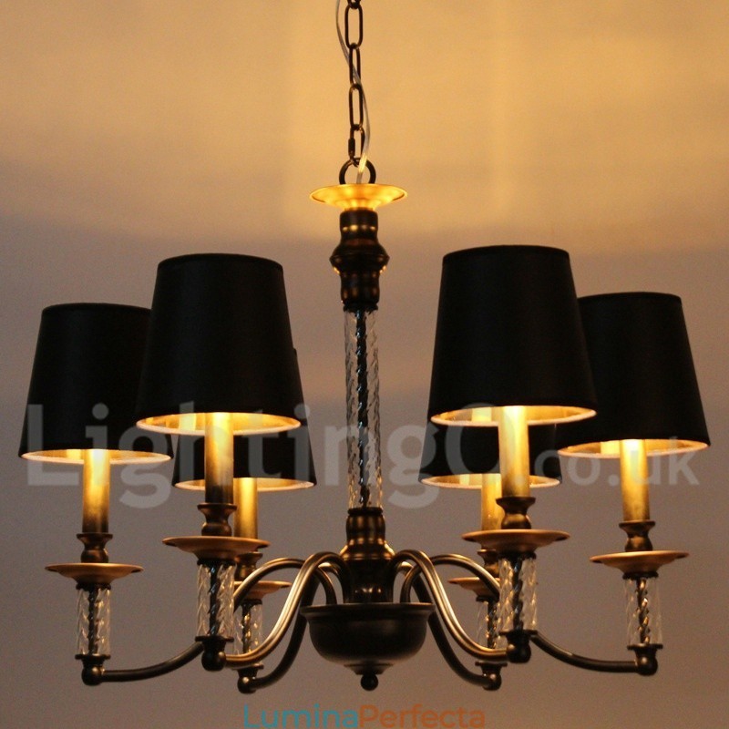 Candelabru în stil lumânare retro negru cu 6 lumini