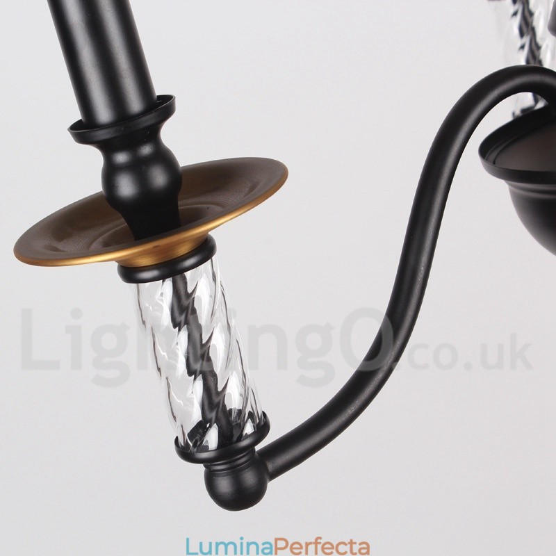 Candelabru în stil lumânare retro negru cu 6 lumini