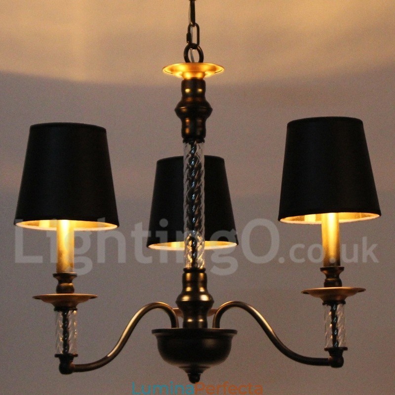 Candelabru în stil lumânare retro negru cu 3 lumini