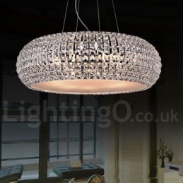 Lumină suspendată de tavan modernă din cristal K9 Candelabru de interior Lampă de iluminat tambur Corpuri