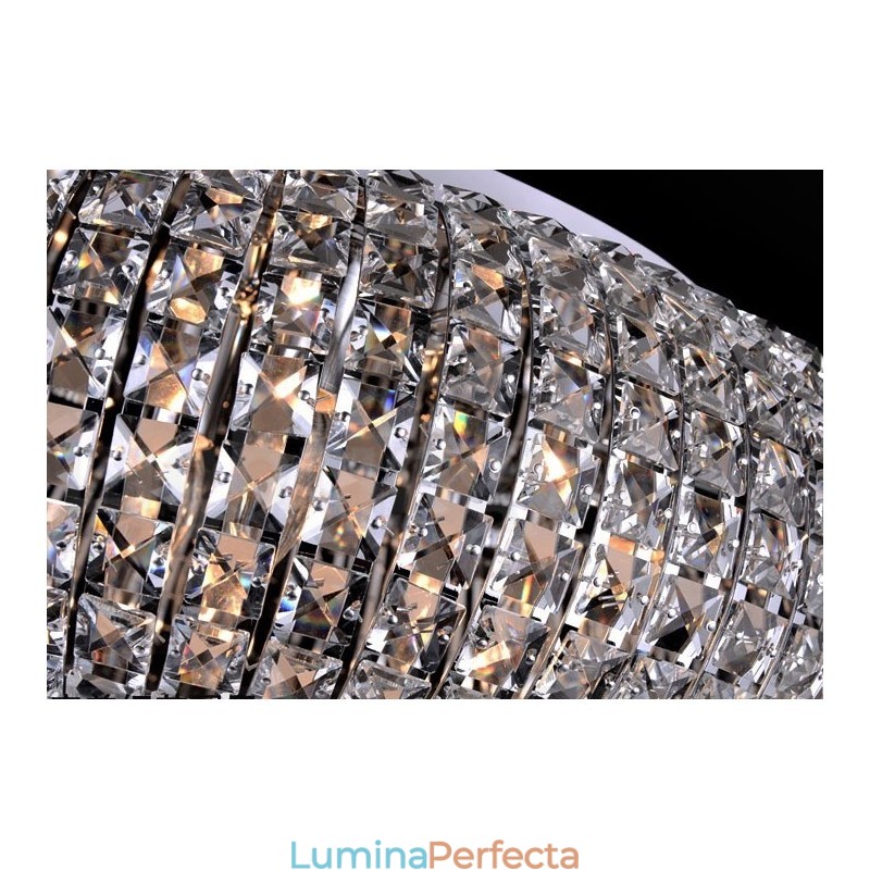 Lumină suspendată de tavan modernă din cristal K9 Candelabru de interior Lampă de iluminat tambur Corpuri