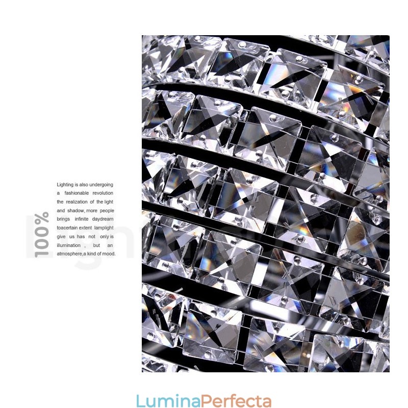 Lumină suspendată de tavan modernă din cristal K9 Candelabru de interior Lampă de iluminat tambur Corpuri